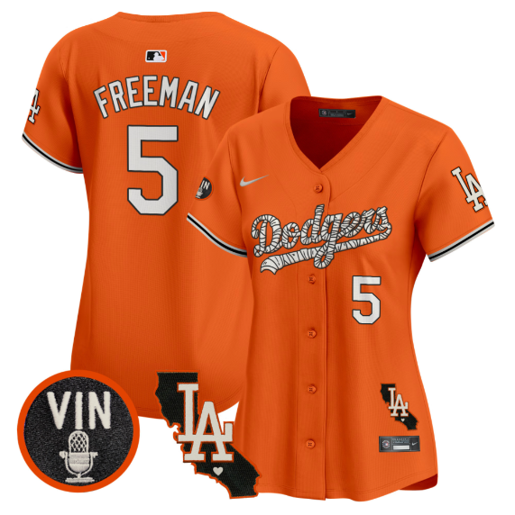 Women Los Angeles Dodgers 5 Freeman 2025 orange Limited Stitched Jersey